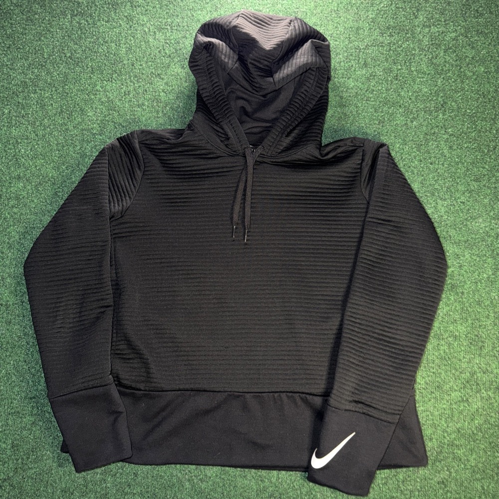 Nike‎ Dri Fit Black Hoodie Women's Size Large Swoosh On Sleeve